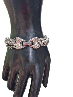 Vintage Goldette NY Silver Tone Multi Strand Rope Chain Statement Bracelet